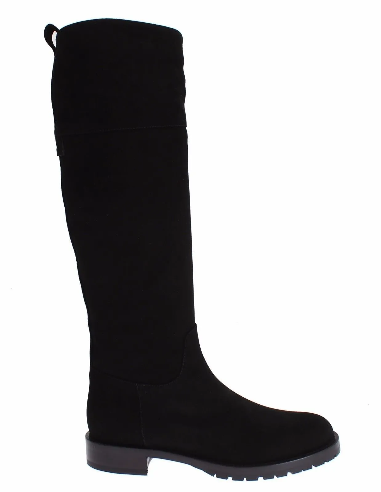 Black Suede Goatskin Flat Boots