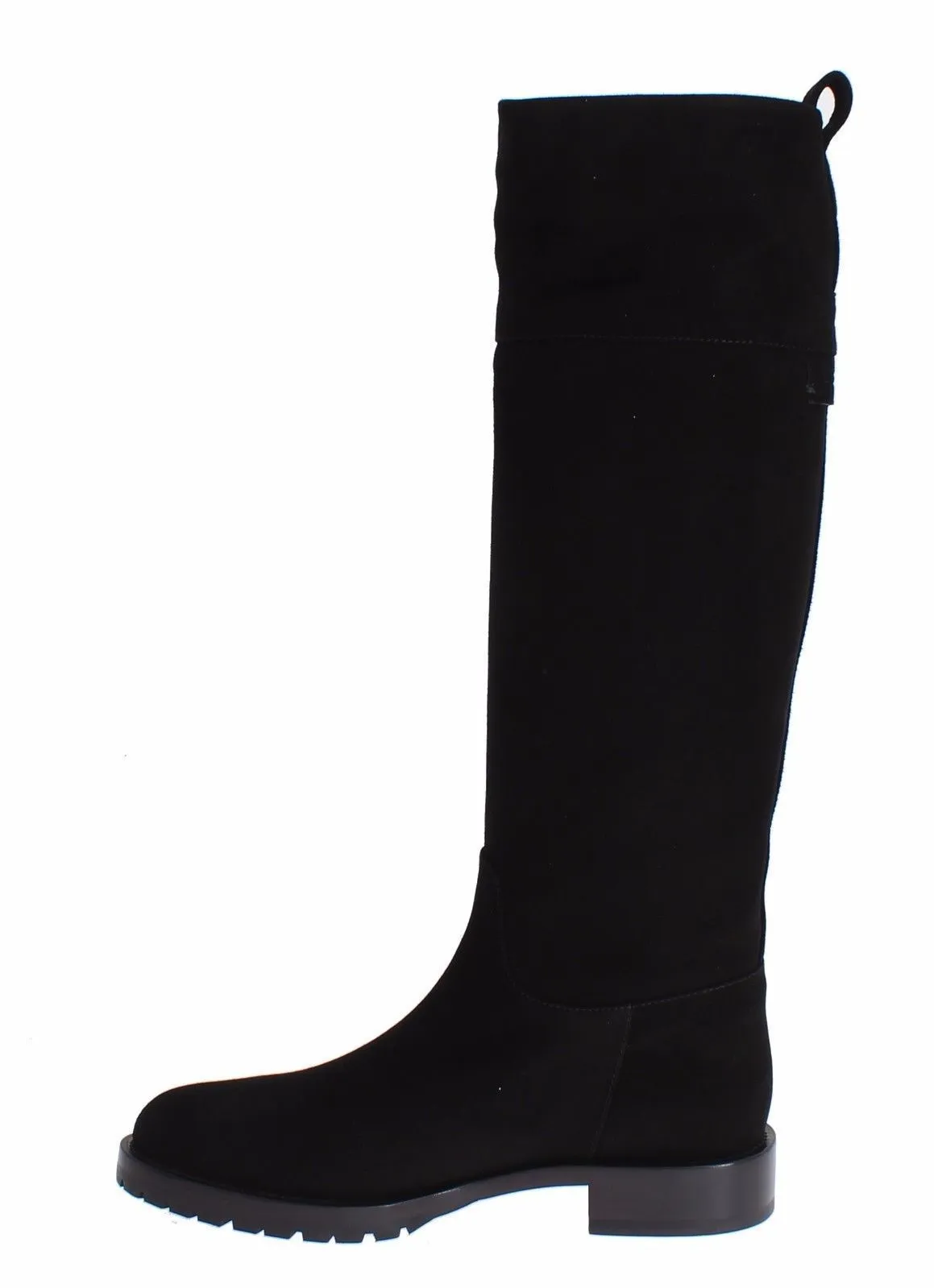 Black Suede Goatskin Flat Boots