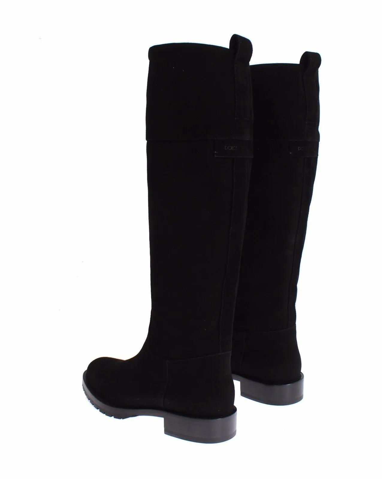 Black Suede Goatskin Flat Boots