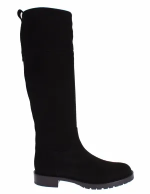 Black Suede Goatskin Flat Boots