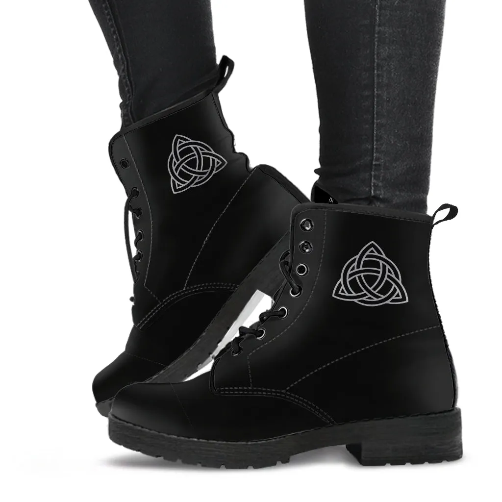 Black Triquetra Vegan Witch Boots