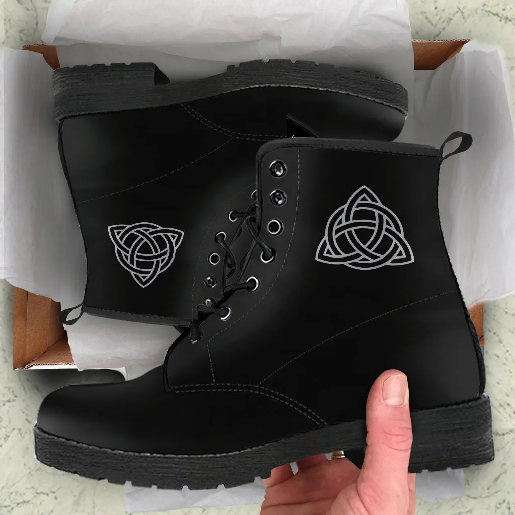 Black Triquetra Vegan Witch Boots