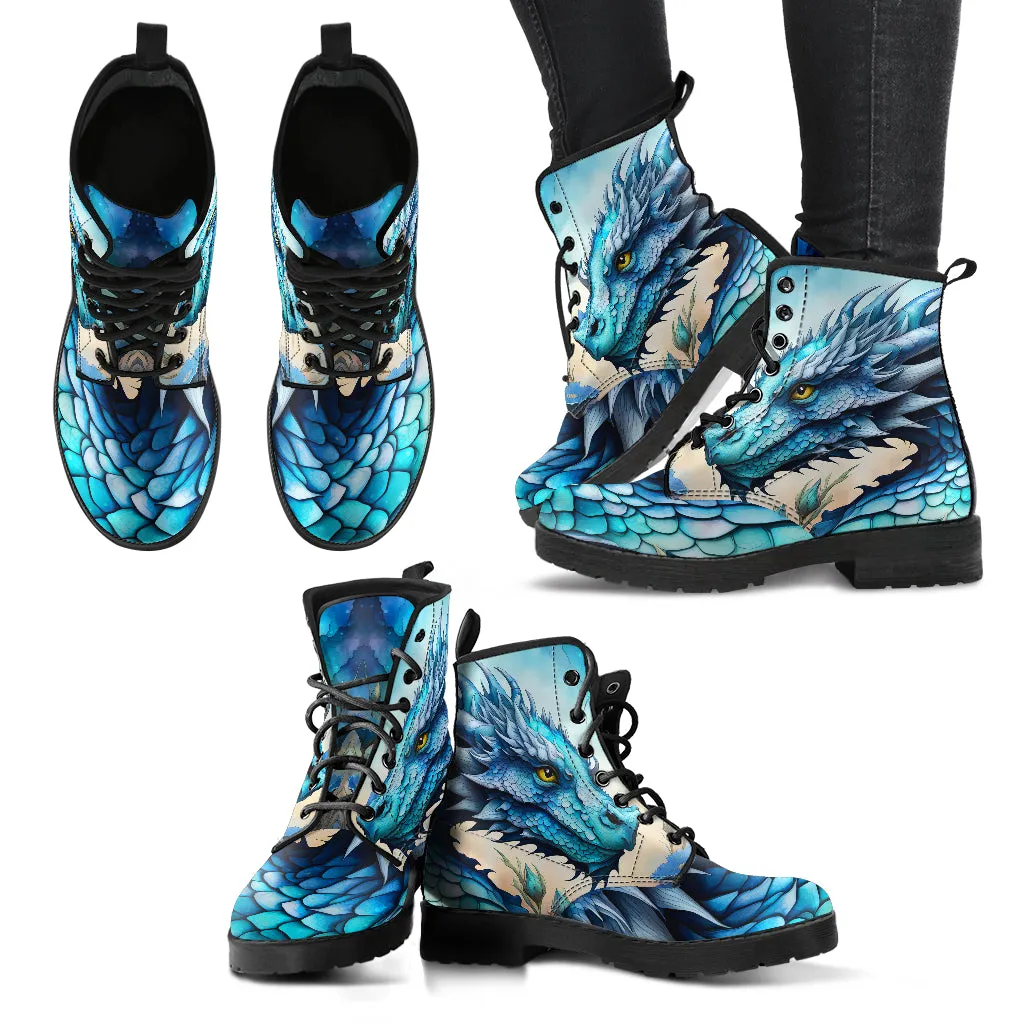Blue Dragon Ankle Boots Design #008