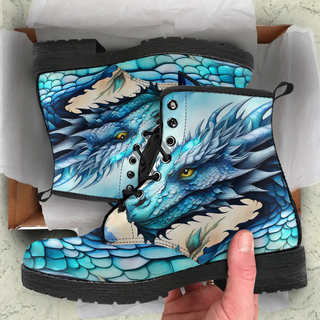 Blue Dragon Ankle Boots Design #008
