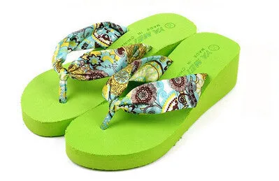 Bohemia flower Women flip flops platform wedges women sandals platform flip slippers beach shoes