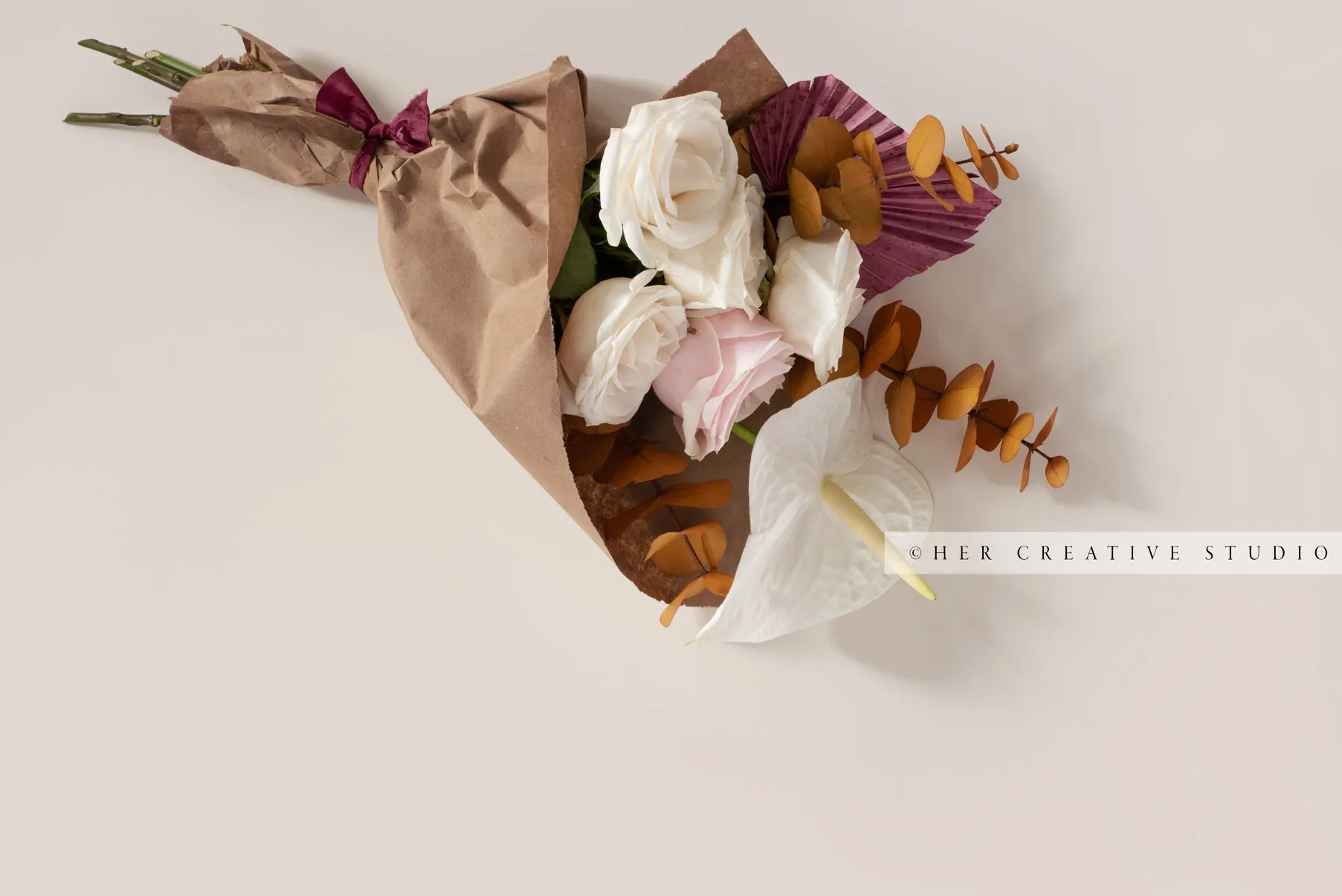 Bouquet of Flowers on Tan Background 2. Digital Stock Image.