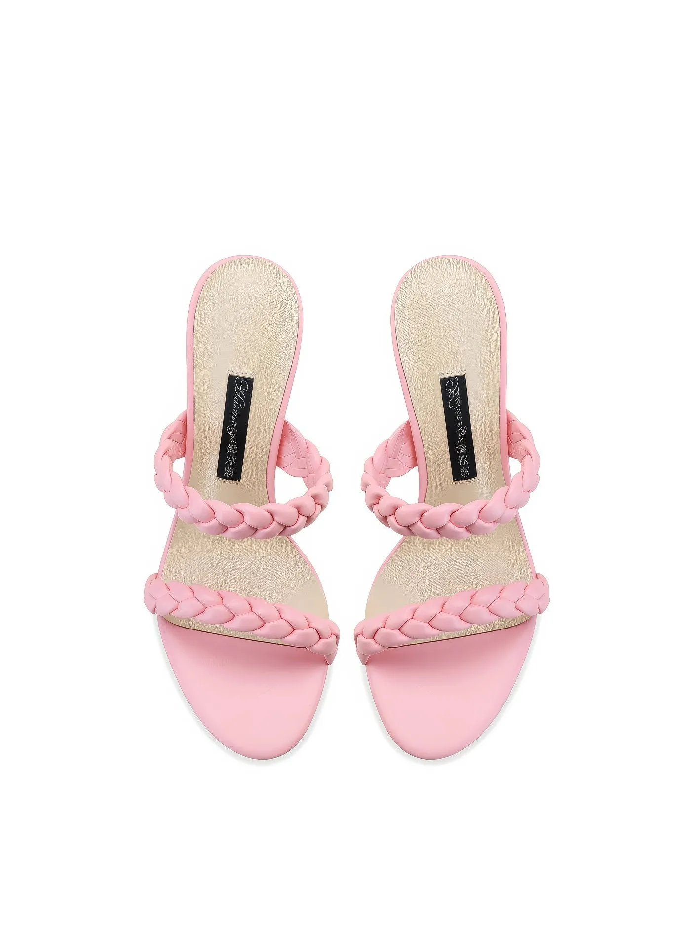 Braided Double Band Open Toe High Heels