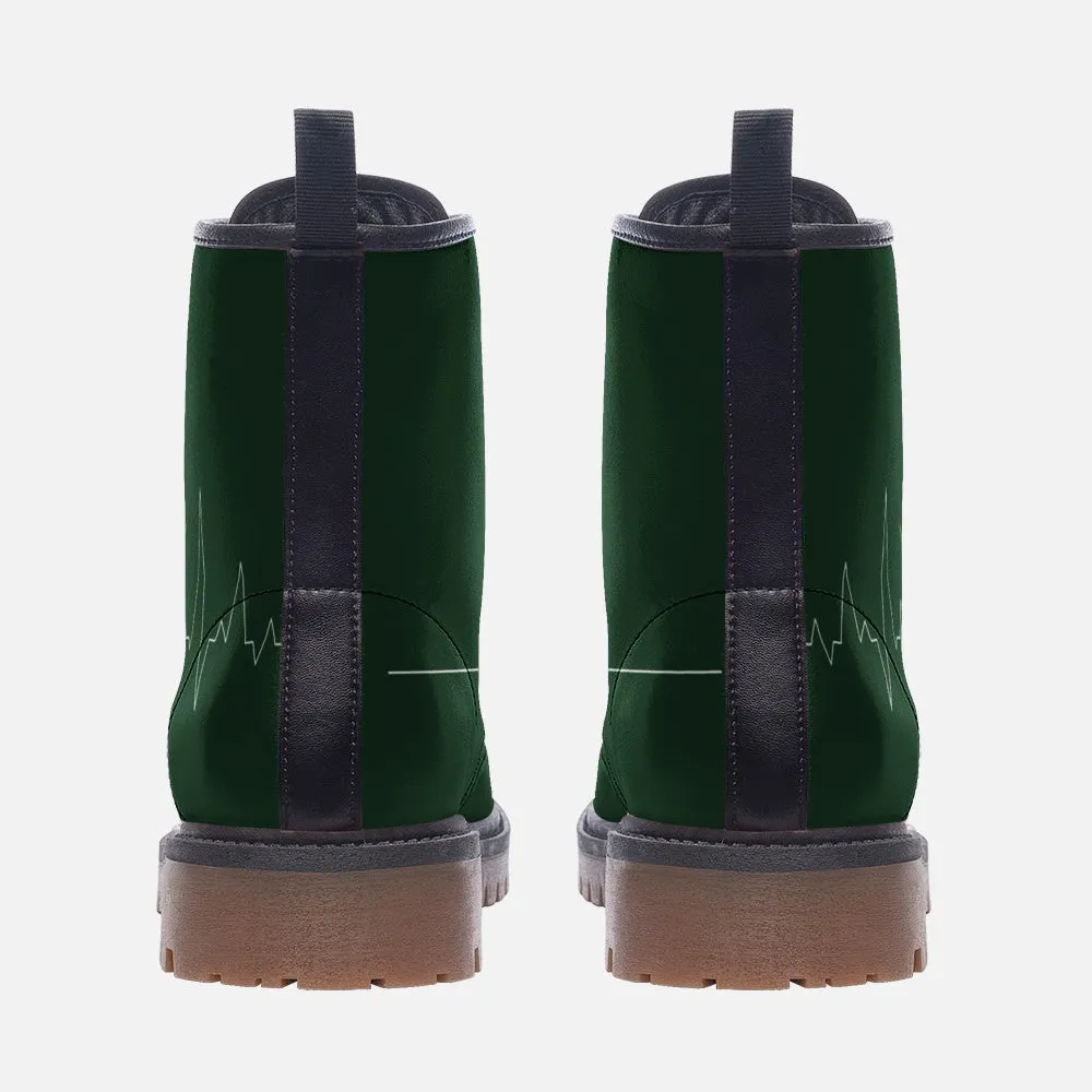 Cannabis Leaf Green Vegan Combat Boots – Sustainable Style