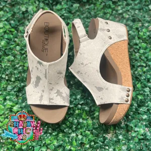 Carley Wedges - White Metallic