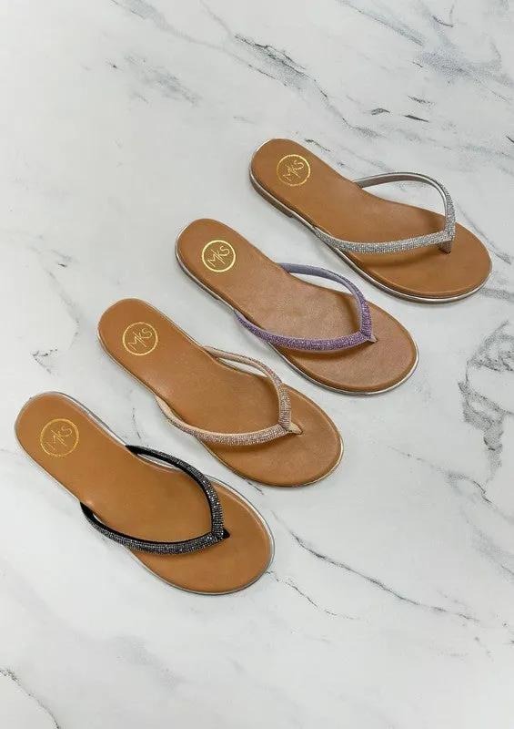 Carly Flip Flops – Black, Purple, Rose Gold, Silver, Lightweight & Stylish