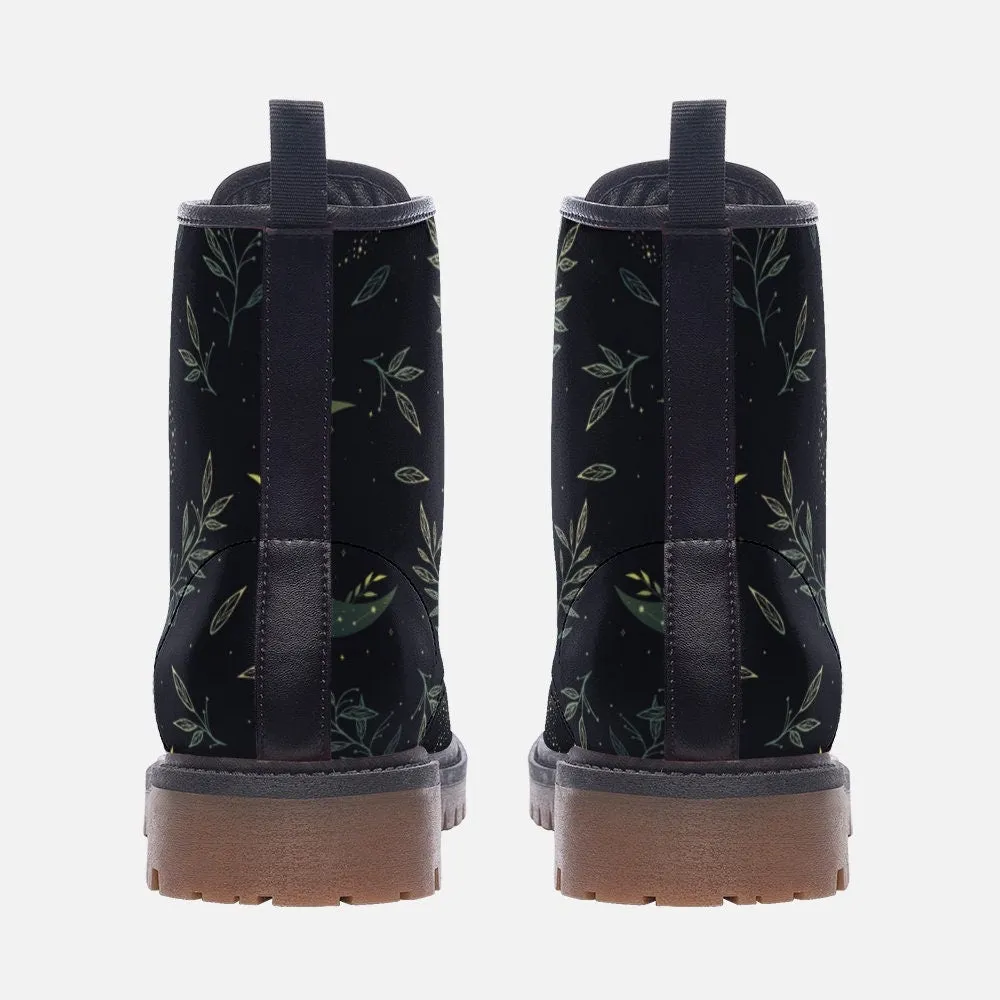 Celestial Night Black Vegan Leather Unisex Boots