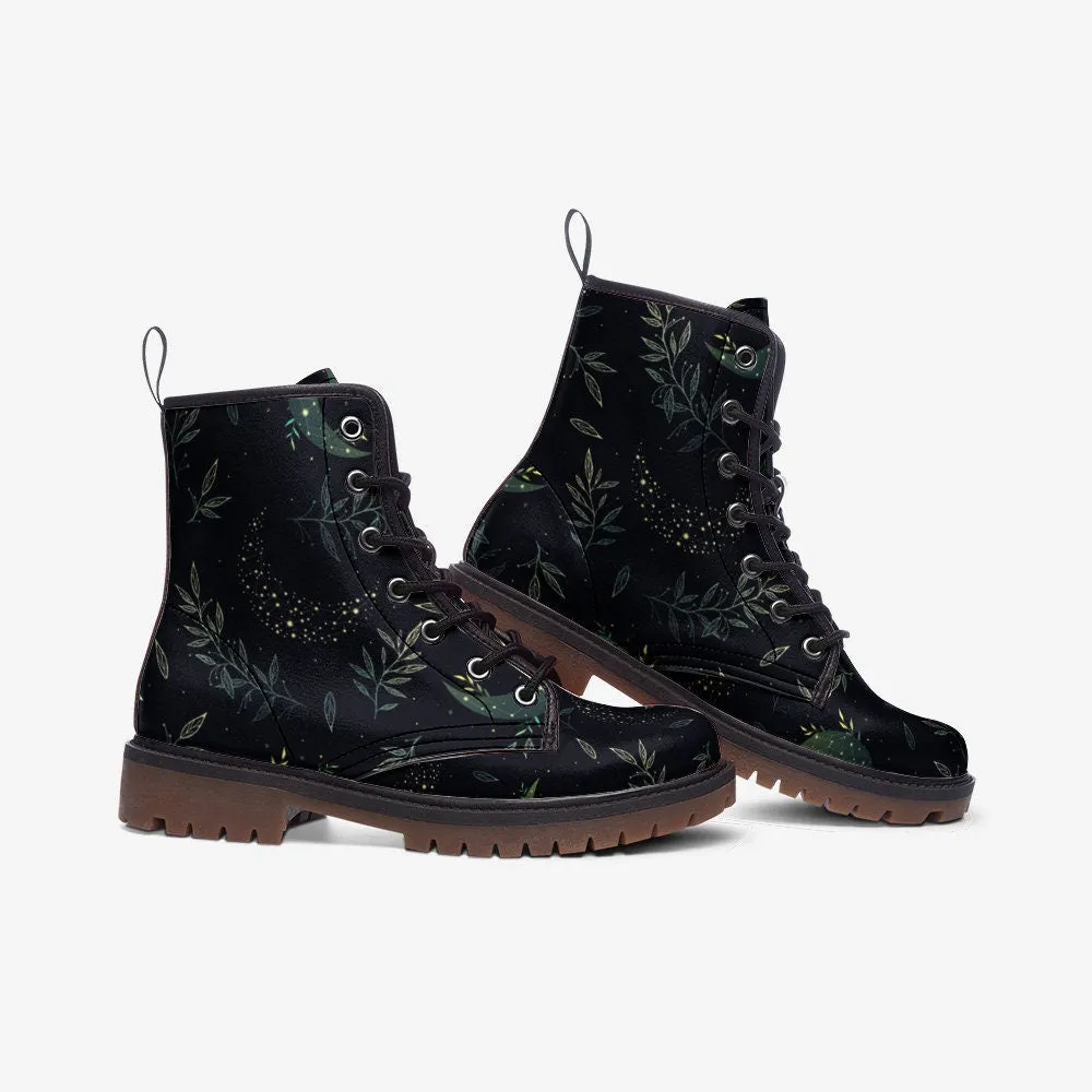 Celestial Night Black Vegan Leather Unisex Boots