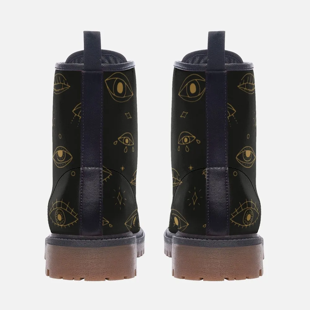 Celestial Witch Eye Vegan Leather Unisex Boots