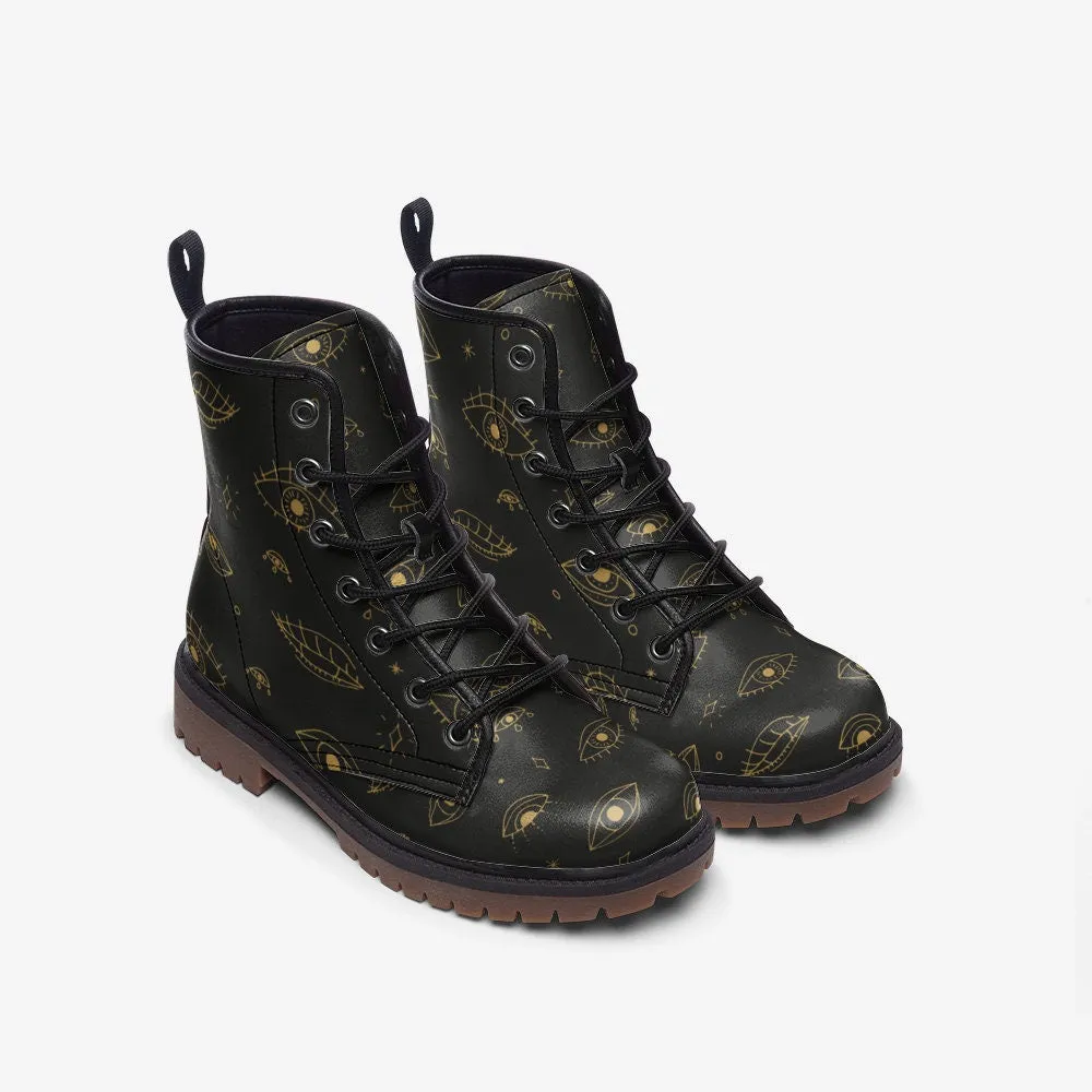 Celestial Witch Eye Vegan Leather Unisex Boots