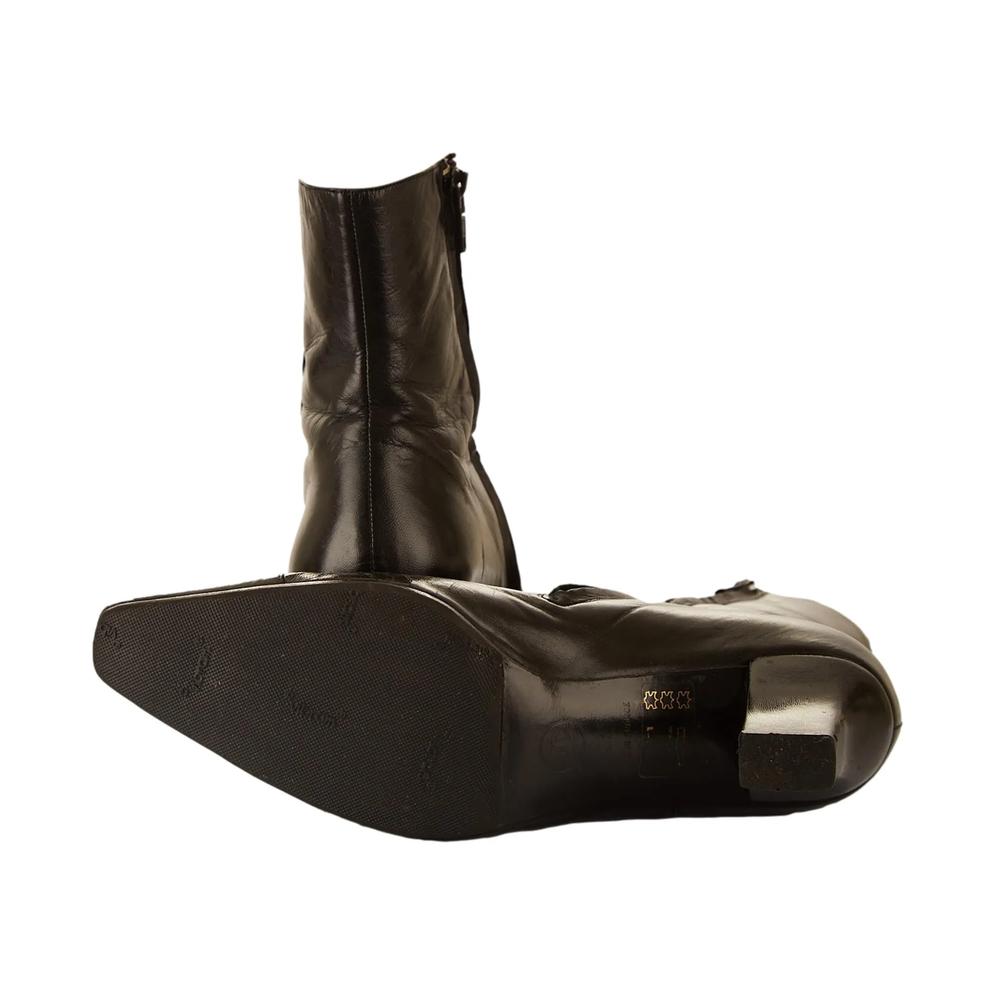 Chanel Black Logo Ankle Boots
