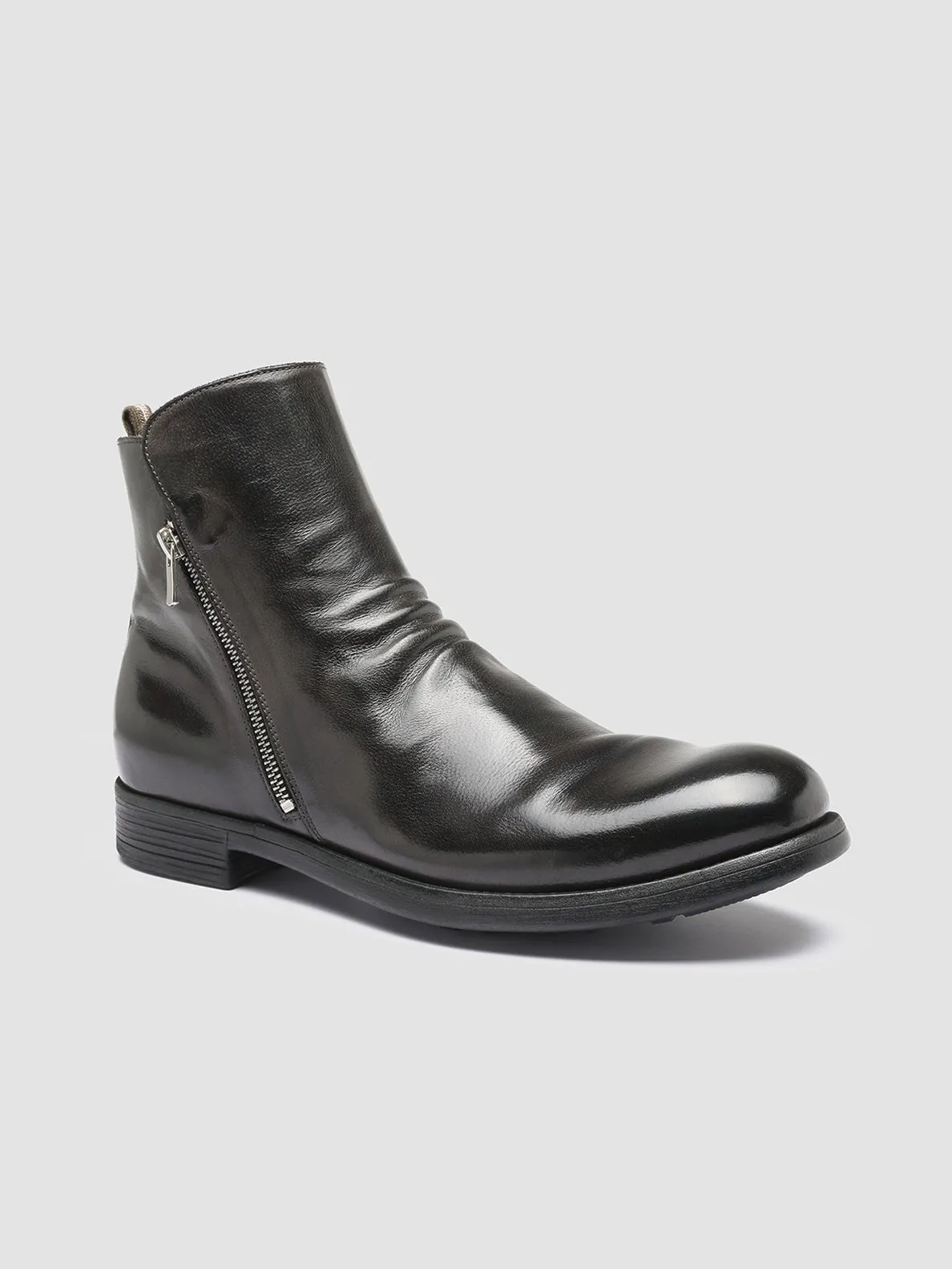 CHRONICLE 042 - Grey Leather Ankle Boots