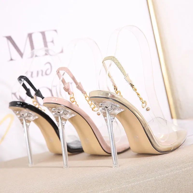 Clear Chain Slingback Heel