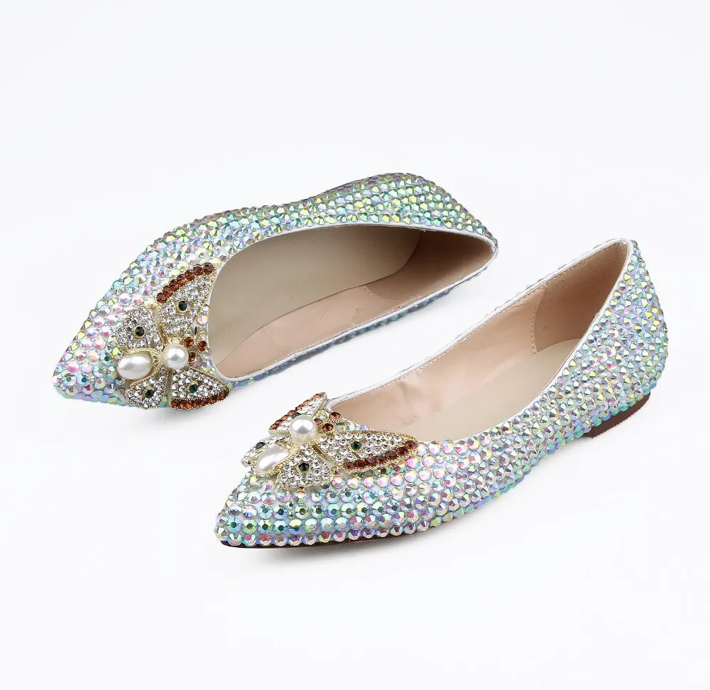 Crystal womens wedding shoes Flat big size
