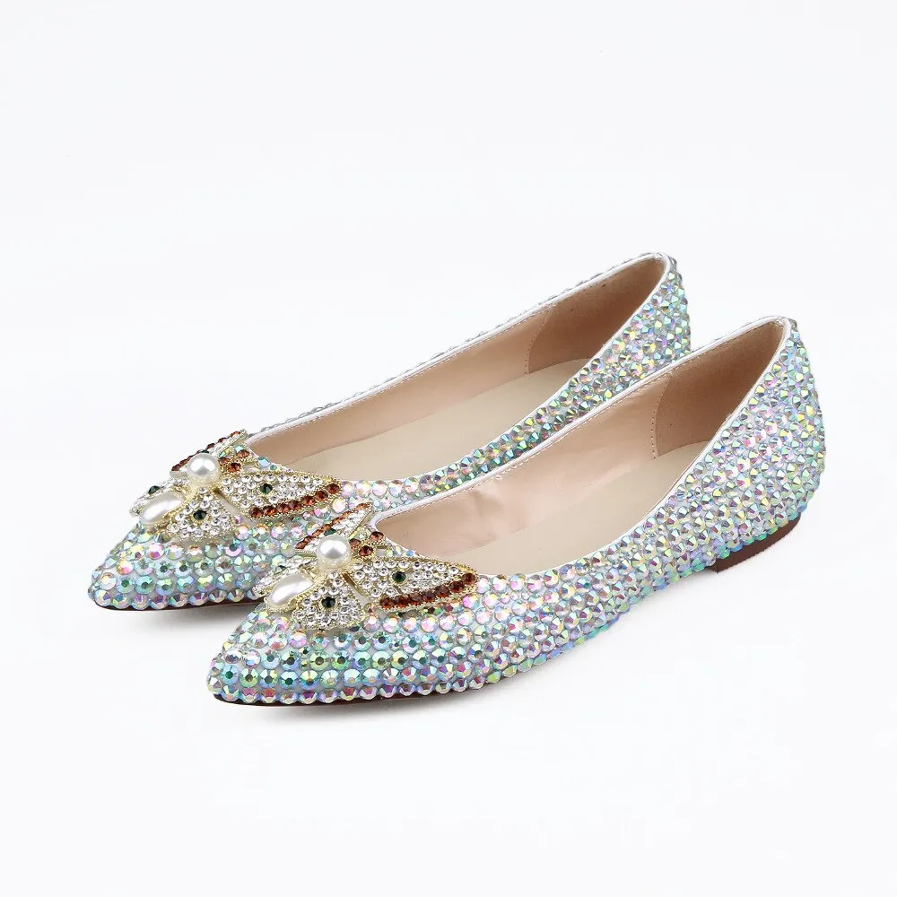 Crystal womens wedding shoes Flat big size