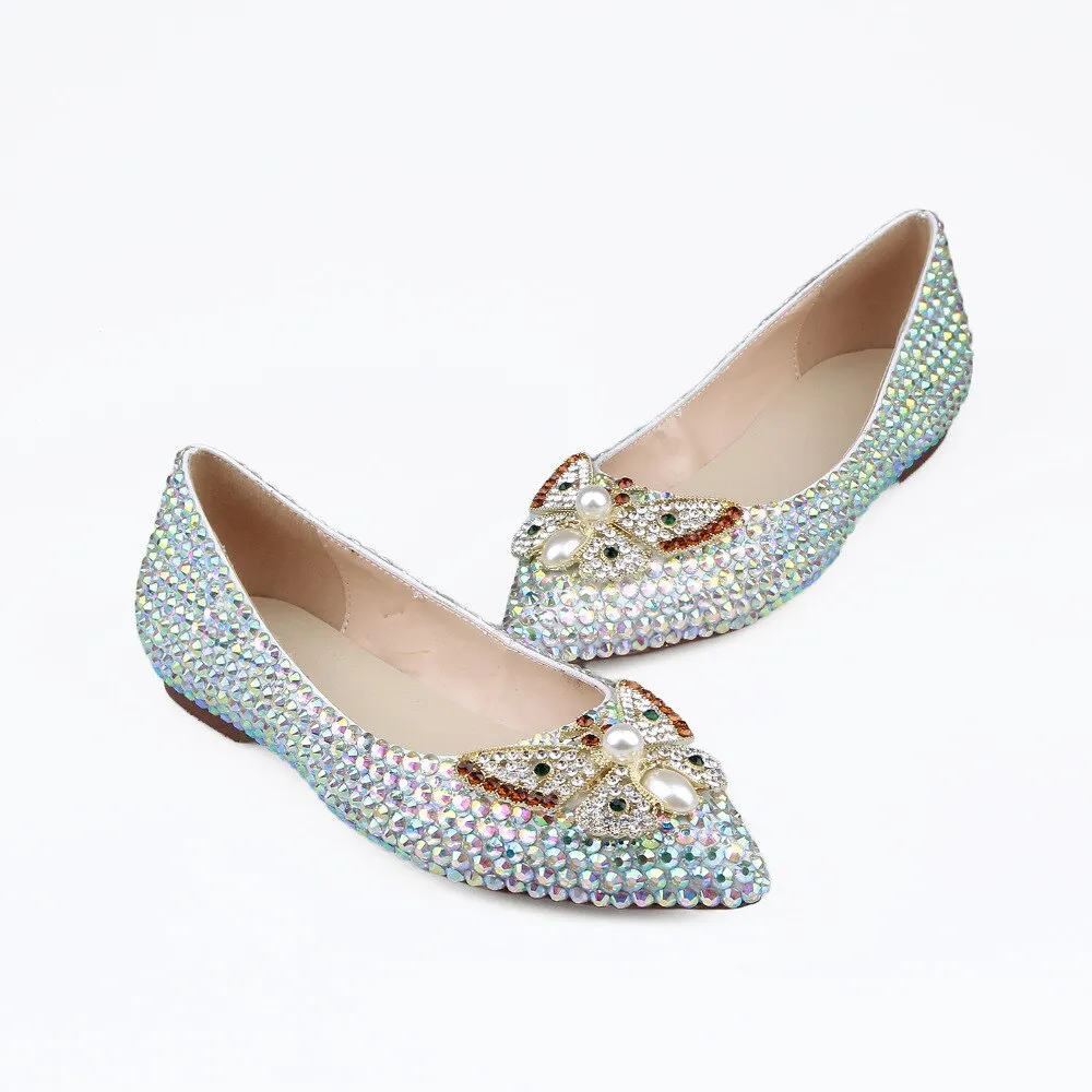 Crystal womens wedding shoes Flat big size