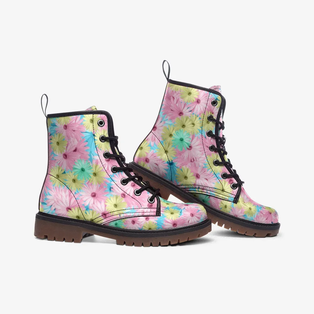 Daisies Pastel Rainbow Kawaii Vegan Leather Unisex Boots
