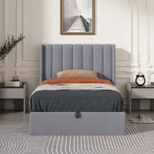 Daizia Lift Up Storage Platform Bed with Wingback Headboard Latitude Run® Color: Gray Size: Twin