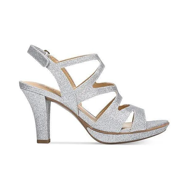 Dianna Slingback Silver Glitter Open Toe Sandals