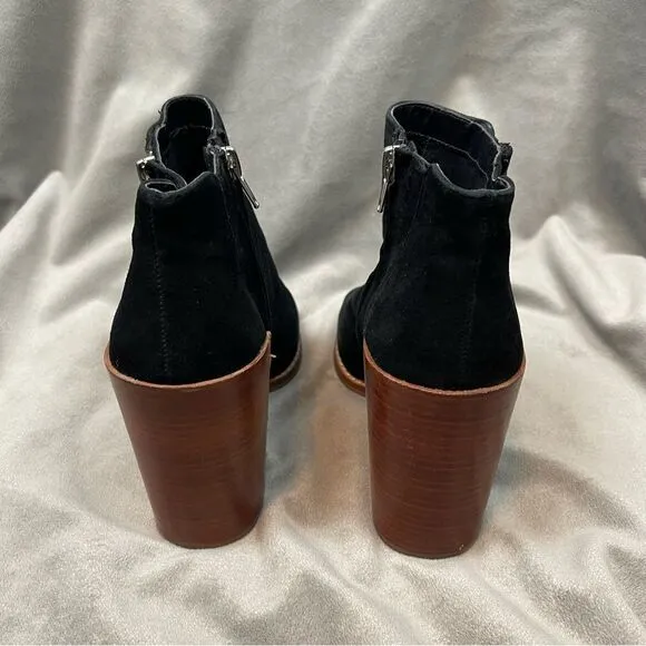 Dolce Vita Mercy Suede Open Toe Zip Bootie Black Size 6.5