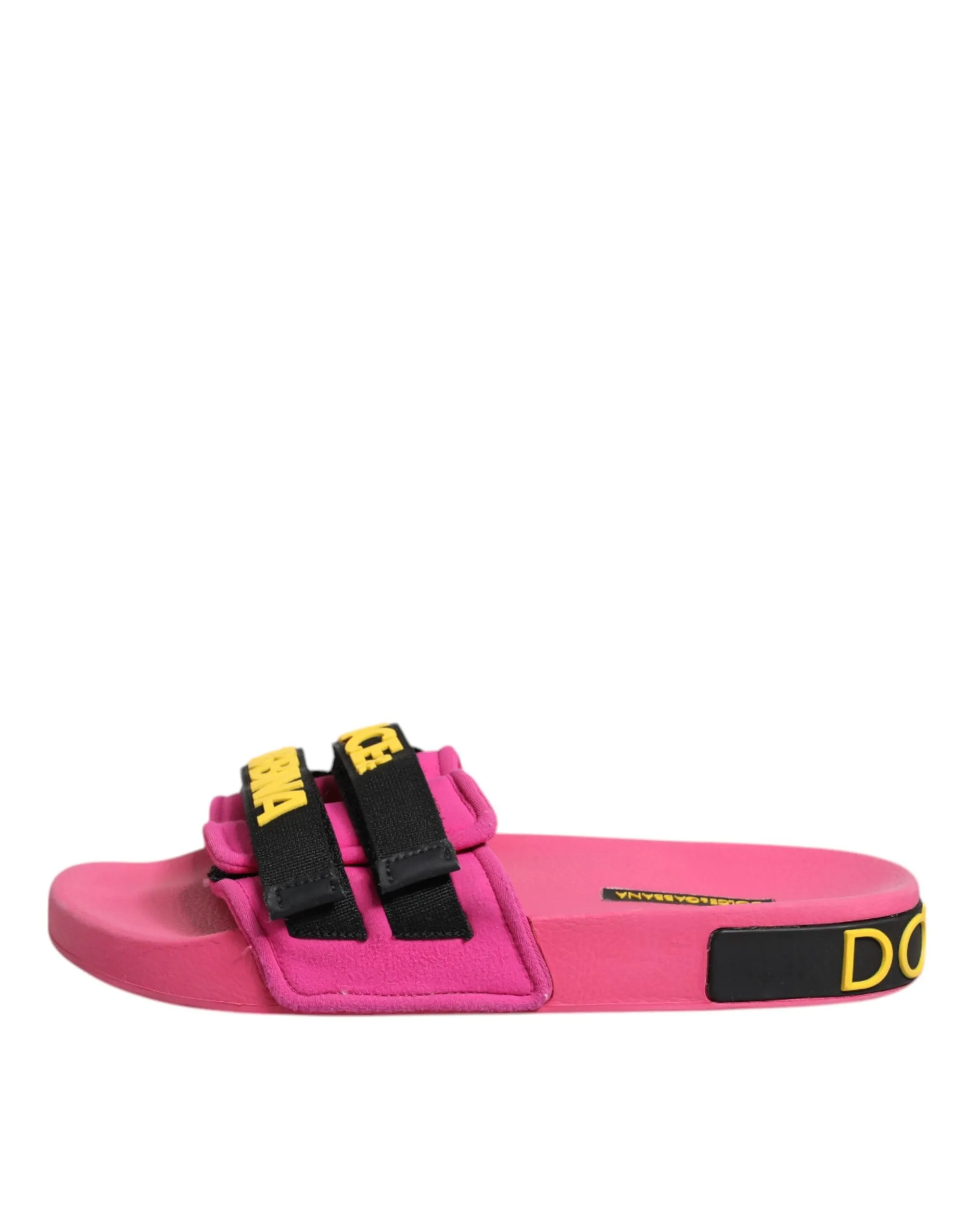 DOLCE&GABBANA Women Fuchsia Pink Sandals Nylon Slide Beachwear Shoes Size EUR 39