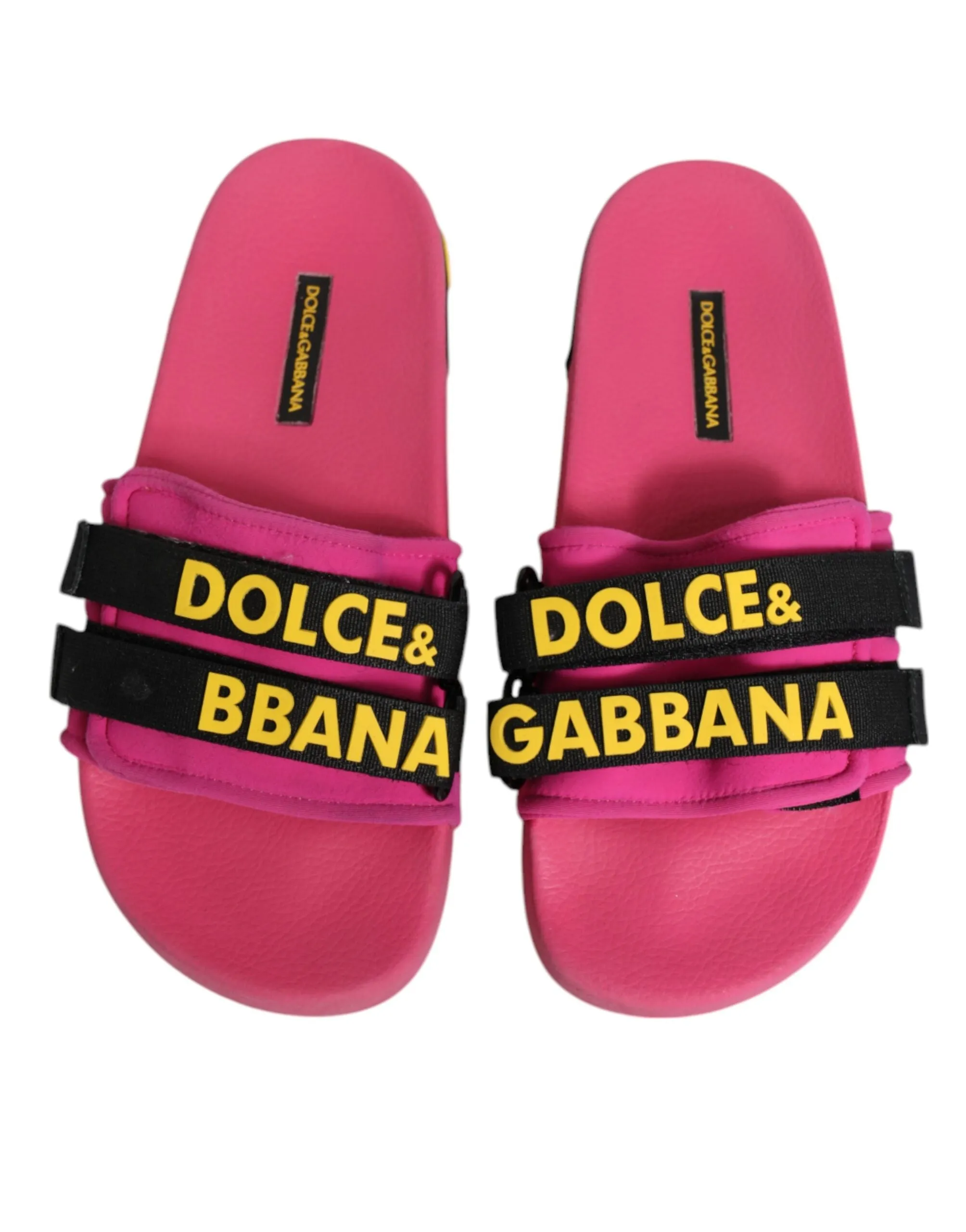 DOLCE&GABBANA Women Fuchsia Pink Sandals Nylon Slide Beachwear Shoes Size EUR 39