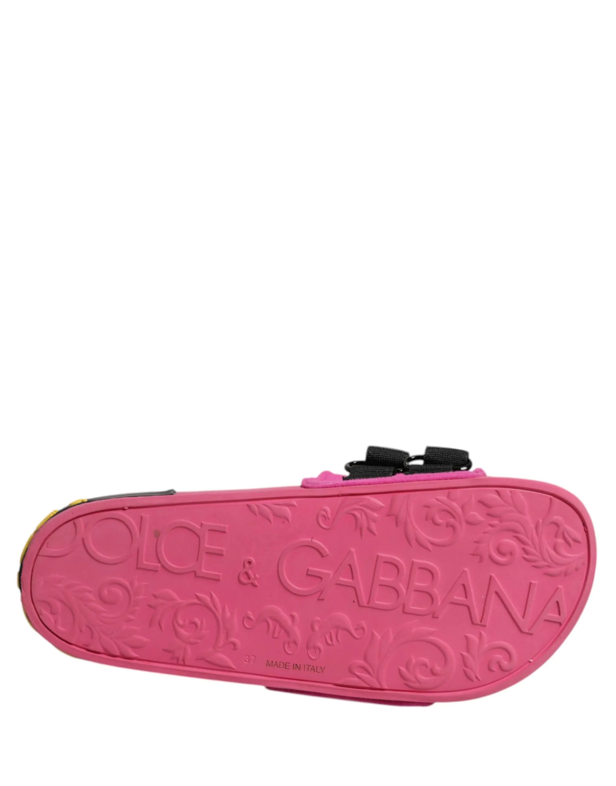 DOLCE&GABBANA Women Fuchsia Pink Sandals Nylon Slide Beachwear Shoes Size EUR 39