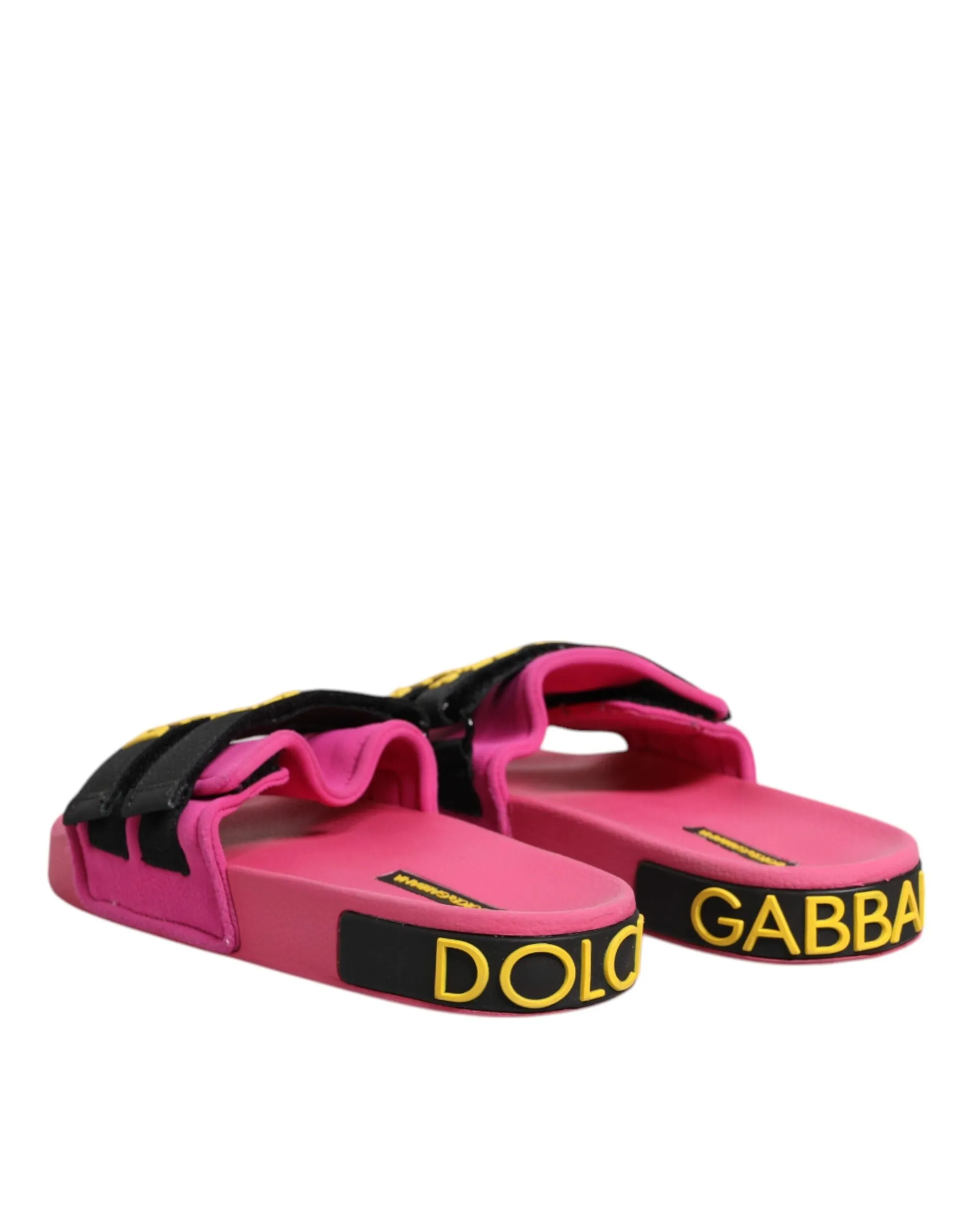 DOLCE&GABBANA Women Fuchsia Pink Sandals Nylon Slide Beachwear Shoes Size EUR 39