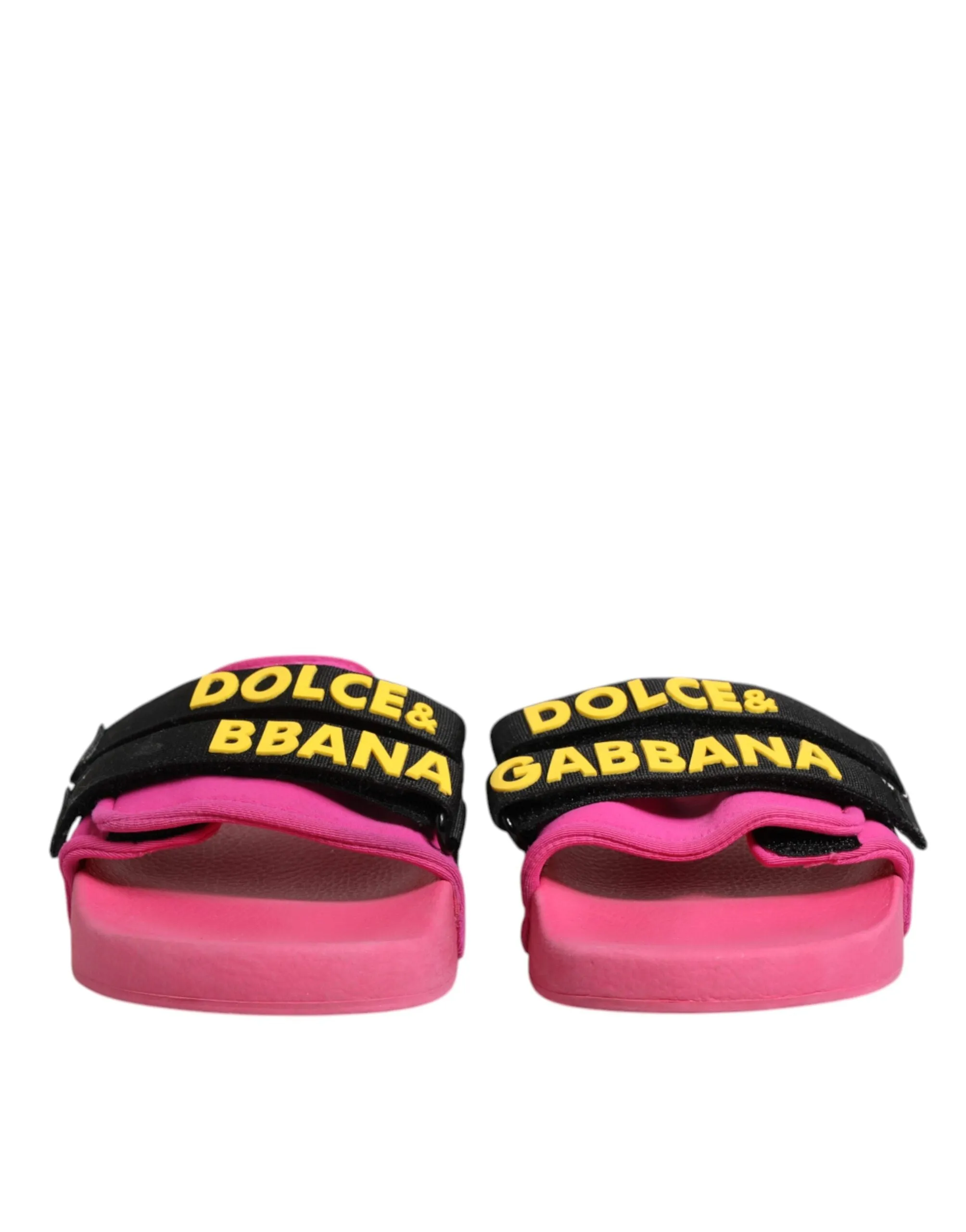 DOLCE&GABBANA Women Fuchsia Pink Sandals Nylon Slide Beachwear Shoes Size EUR 39