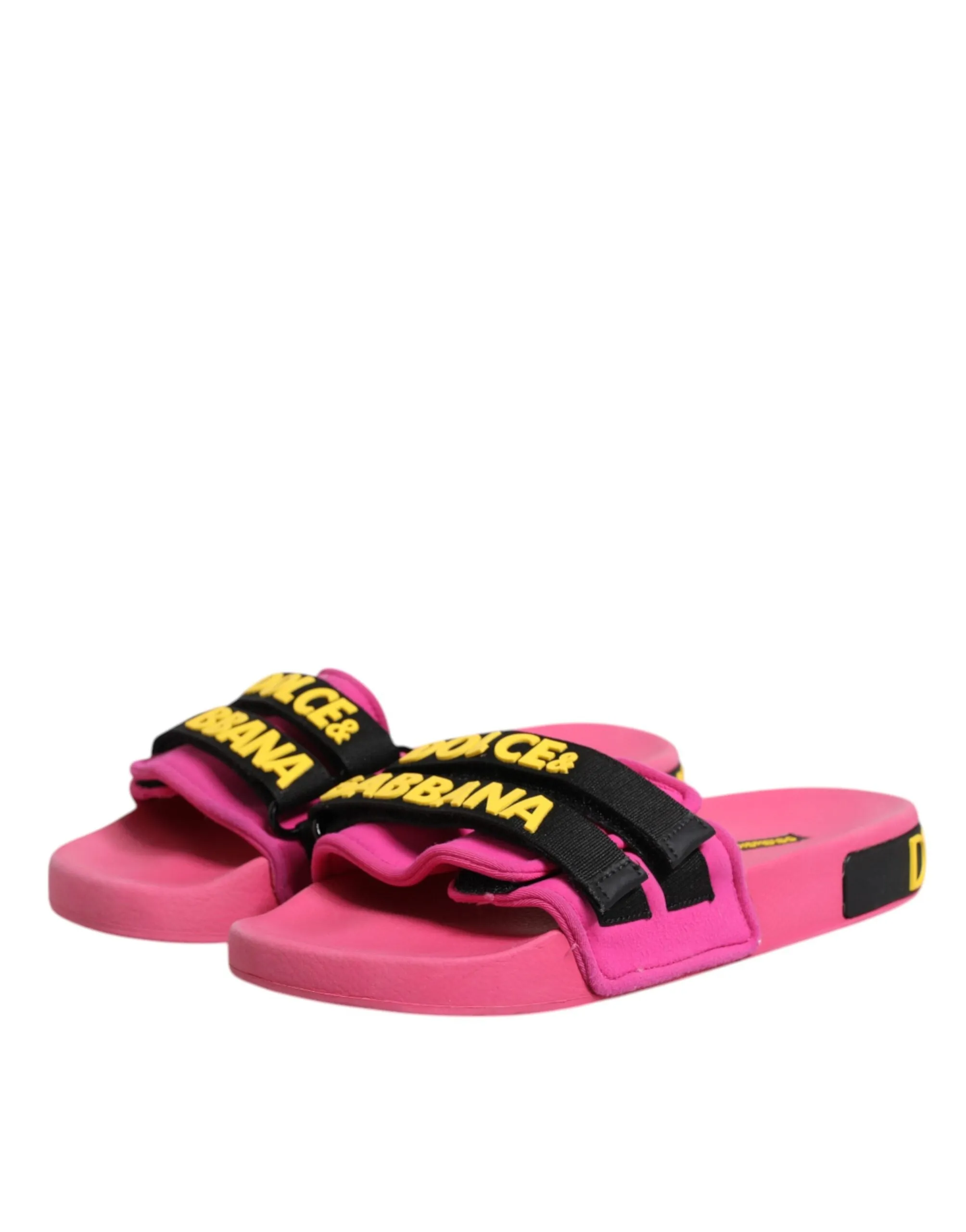 DOLCE&GABBANA Women Fuchsia Pink Sandals Nylon Slide Beachwear Shoes Size EUR 39