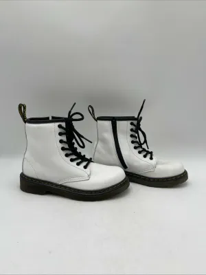 Dr. Martens 1460 J White Leather Round Toe Lace Up/Zip Ankle Boots Kid’s Size 2 - Very Good