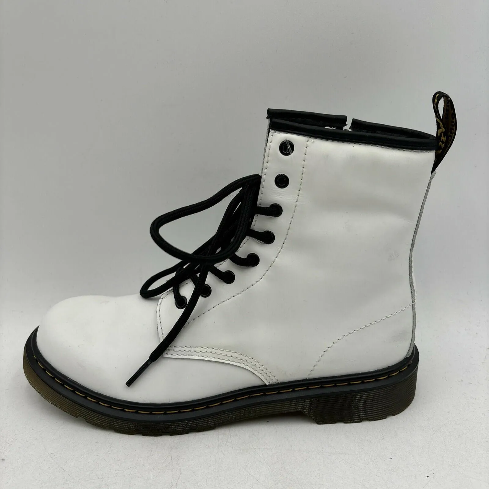 Dr. Martens 1460 Y Combat Boots Unisex White Side Zip Size M5/6W - Very Good