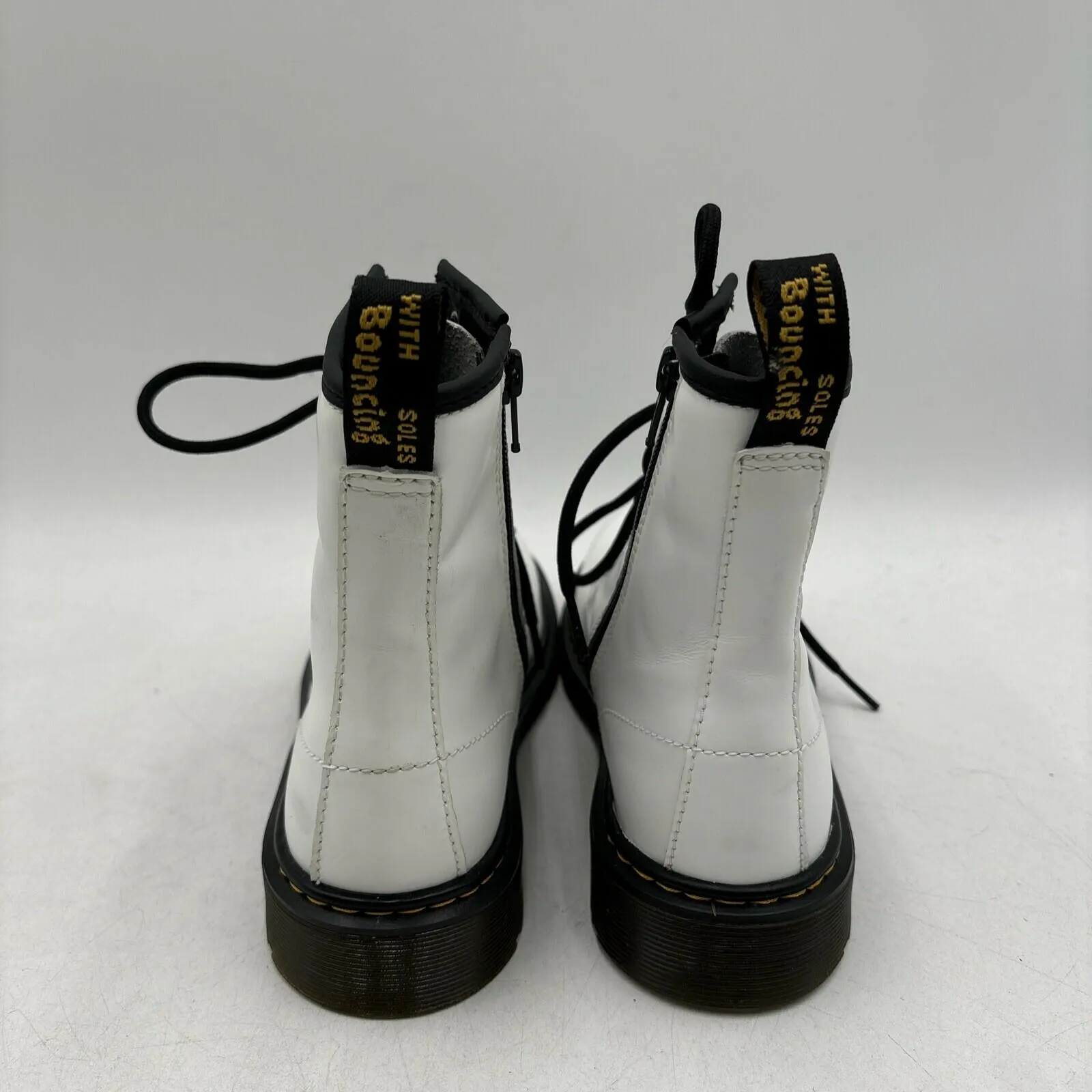 Dr. Martens 1460 Y Combat Boots Unisex White Side Zip Size M5/6W - Very Good