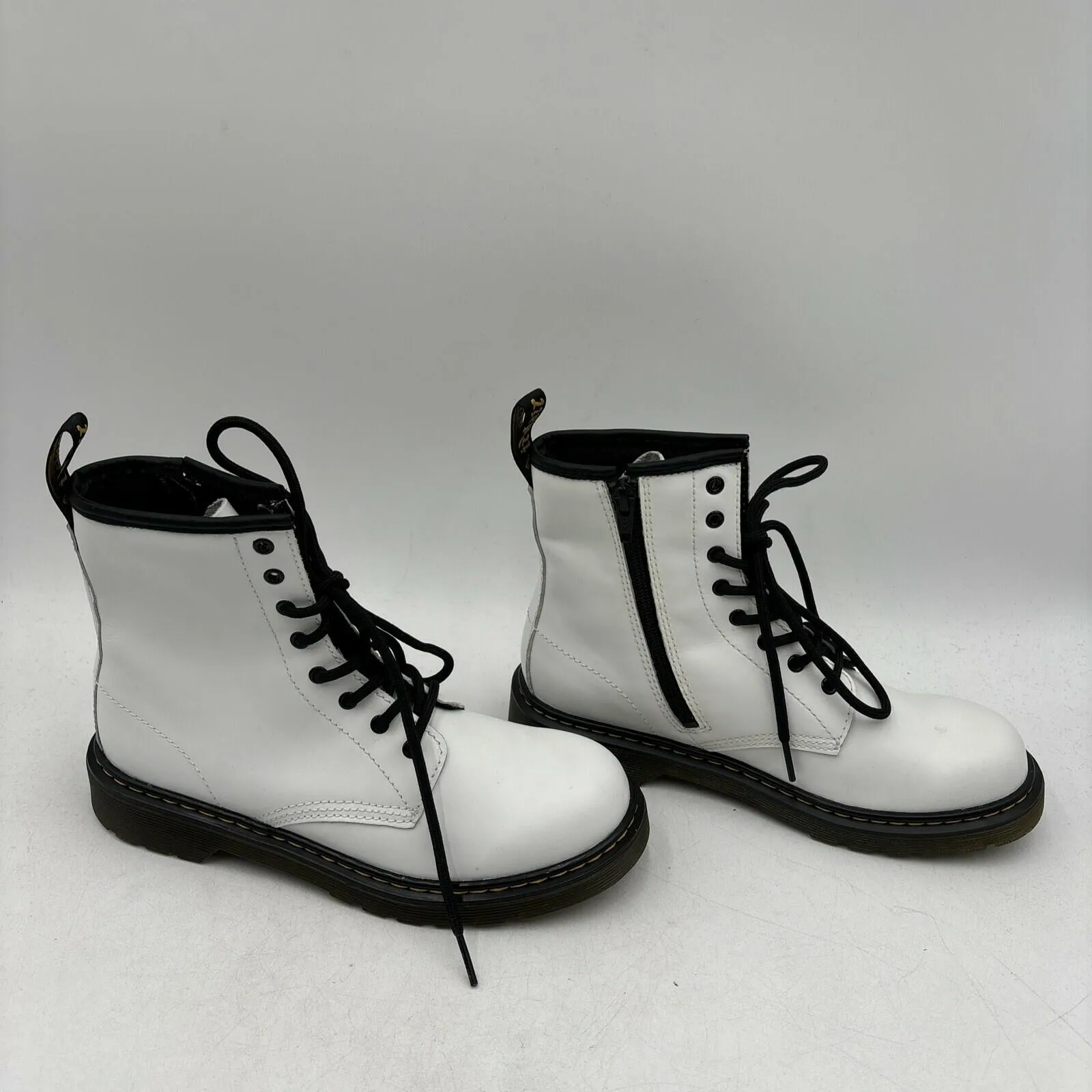 Dr. Martens 1460 Y Combat Boots Unisex White Side Zip Size M5/6W - Very Good