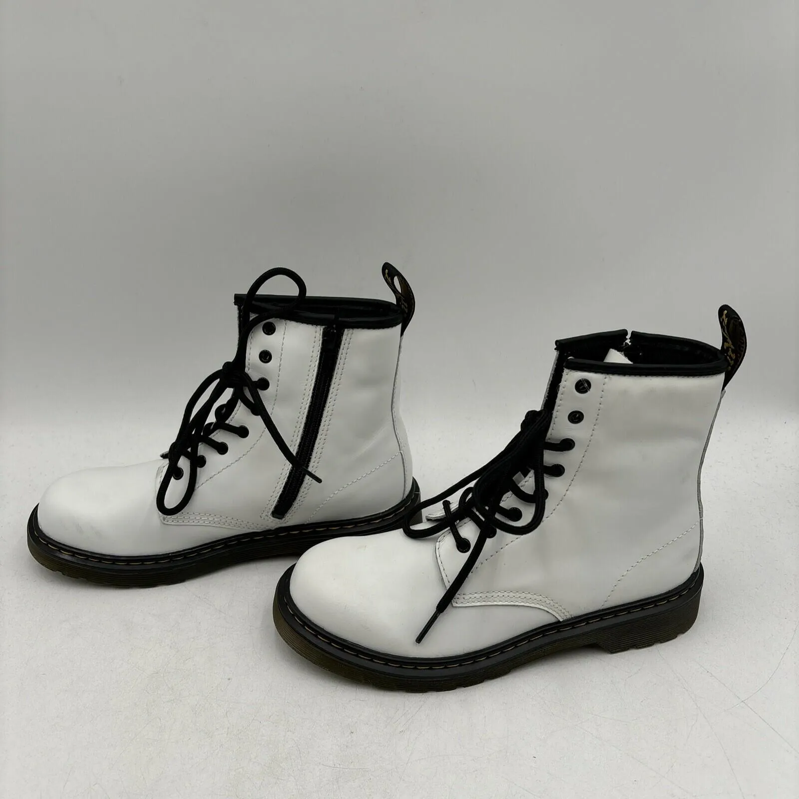 Dr. Martens 1460 Y Combat Boots Unisex White Side Zip Size M5/6W - Very Good