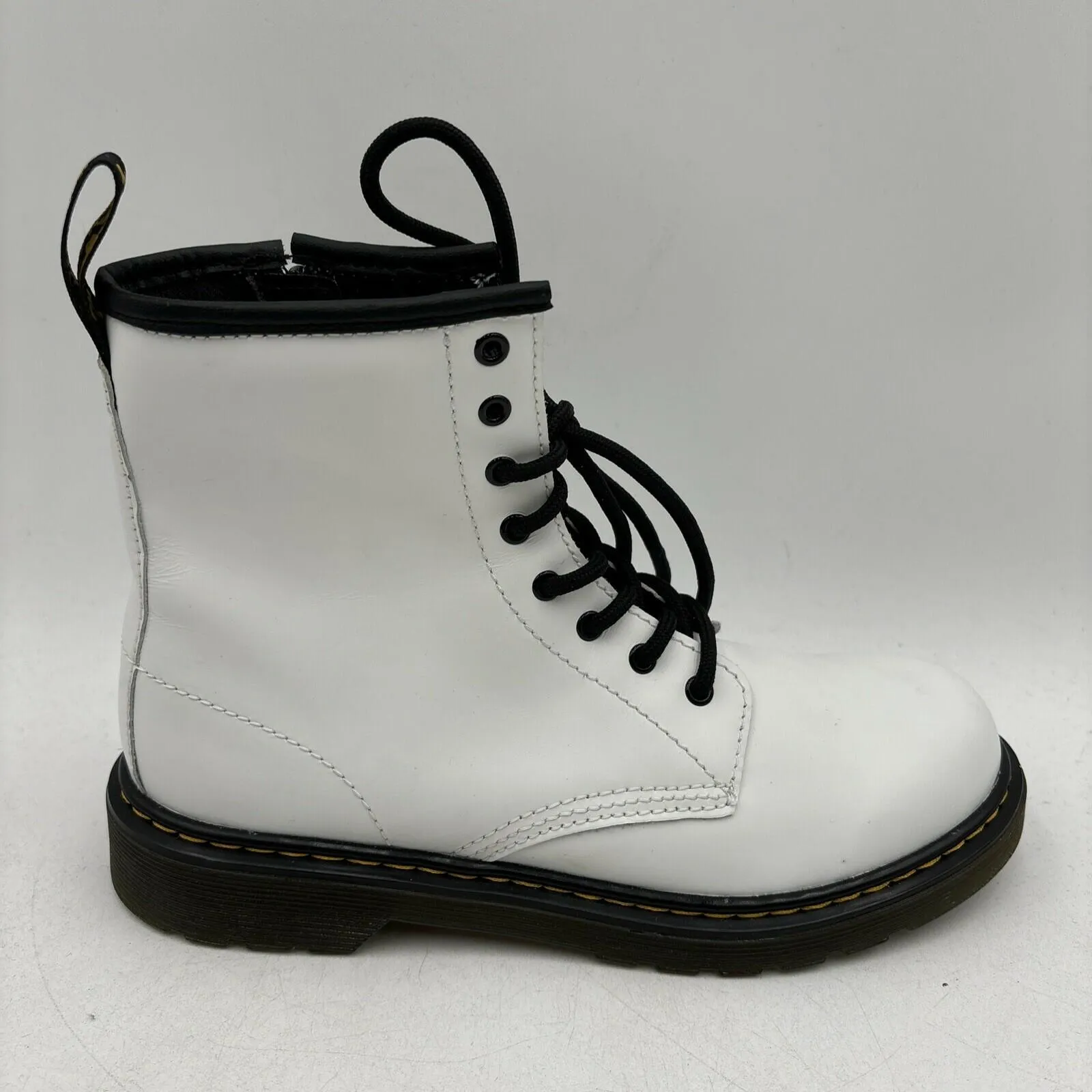 Dr. Martens 1460 Y Combat Boots Unisex White Side Zip Size M5/6W - Very Good