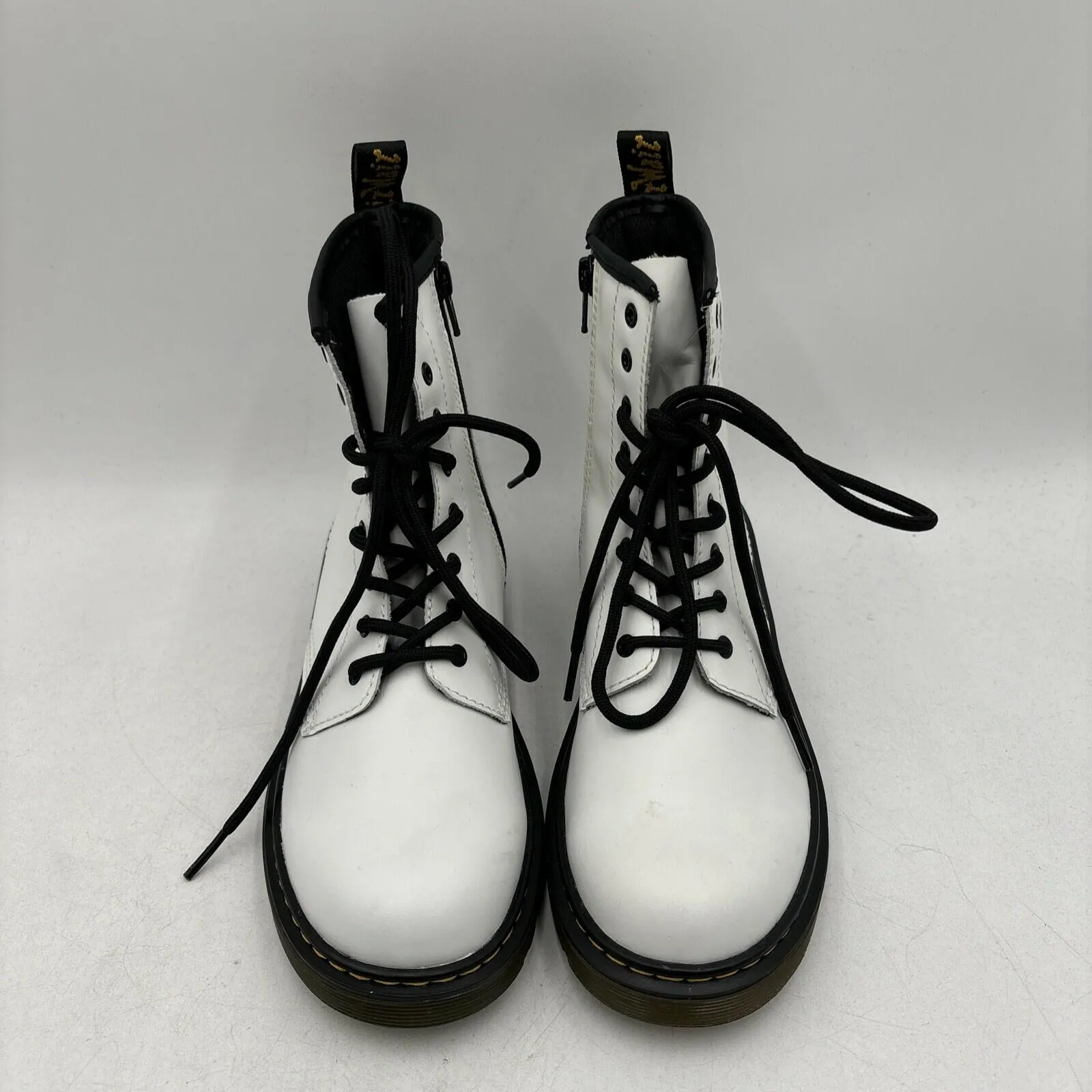Dr. Martens 1460 Y Combat Boots Unisex White Side Zip Size M5/6W - Very Good