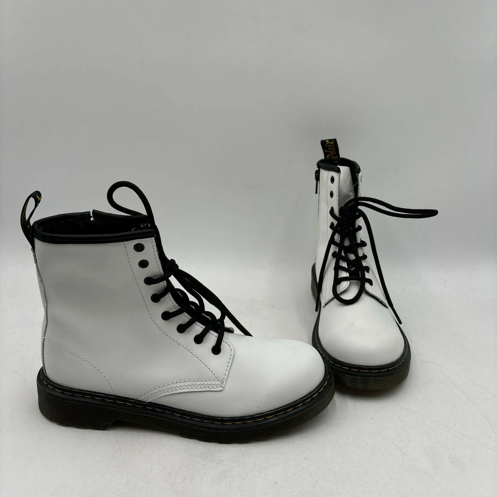 Dr. Martens 1460 Y Combat Boots Unisex White Side Zip Size M5/6W - Very Good