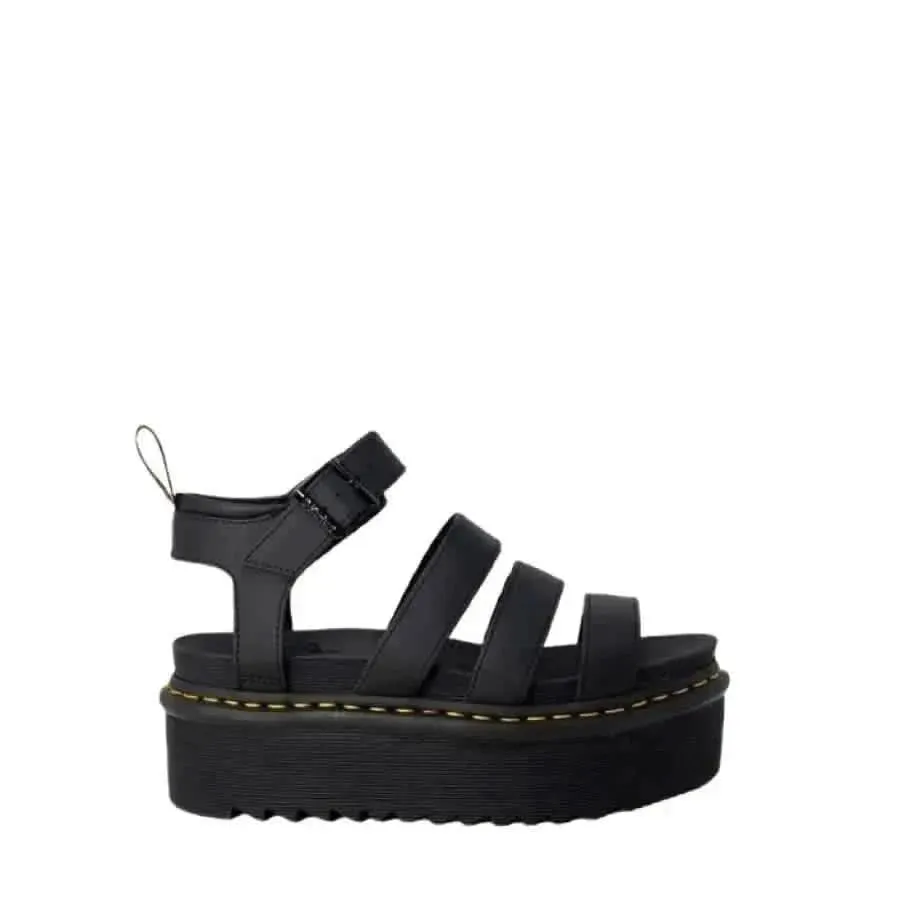 Dr. Martens Women Black Leather Sandals for Spring and Summer
