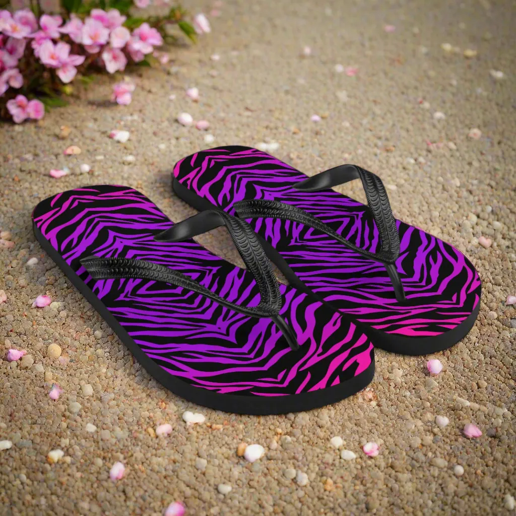 Eden Garden Purple Zebra Print Flip-Flops