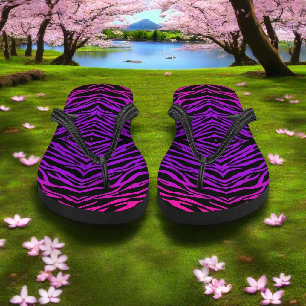 Eden Garden Purple Zebra Print Flip-Flops
