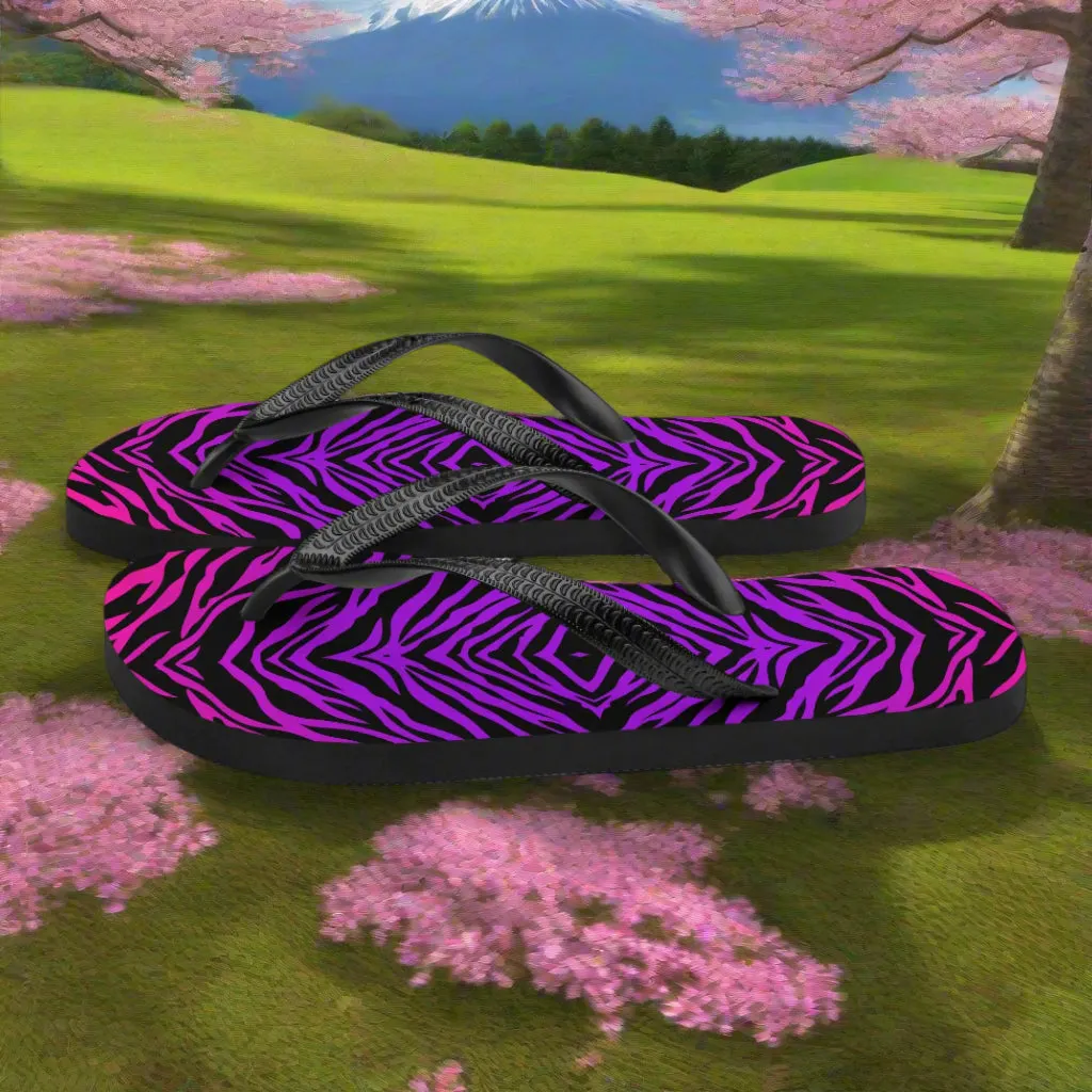 Eden Garden Purple Zebra Print Flip-Flops