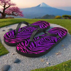 Eden Garden Purple Zebra Print Flip-Flops