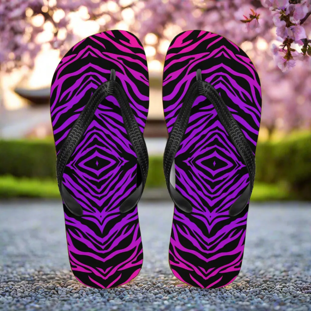 Eden Garden Purple Zebra Print Flip-Flops