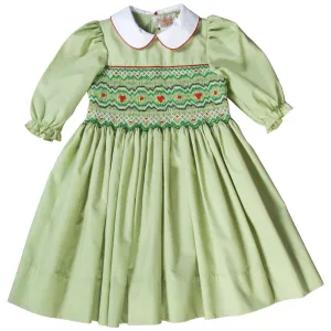 Elaine Moss Green English Smocked Dress