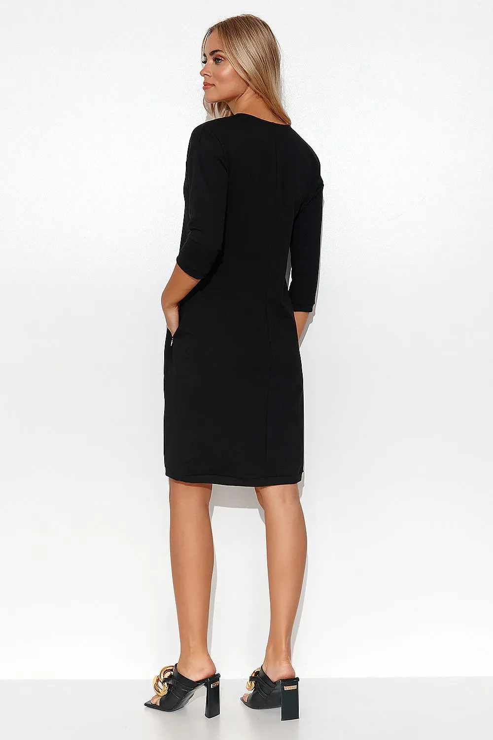 Elegant Deep V-Neck Midi Dress